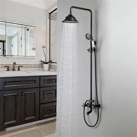 Classic Vintage Bathroom Exposed Rainfall Shower System Handheld Shower