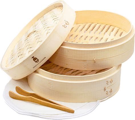 Bamboo Steamer Basket 10 Inch Premium Quality 2 Tier