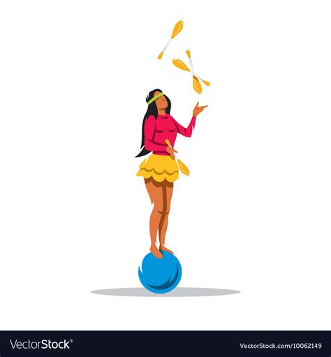 Juggler girl cartoon Royalty Free Vector Image