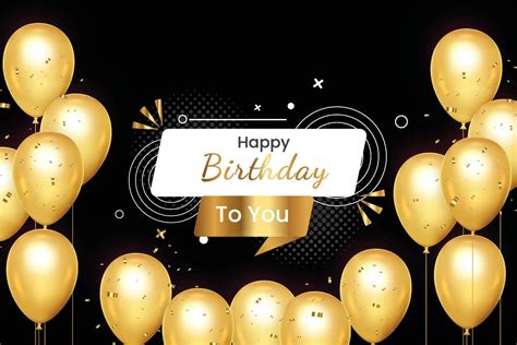 Birthday Wish With Realistic Golden Balloon Set With Golden Confitty