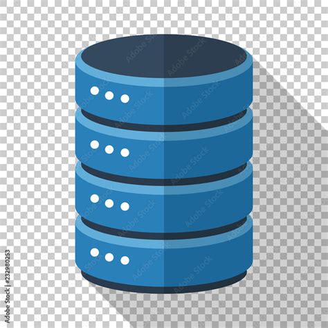 Data Storage Icon In Flat Style With Long Shadow On Transparent