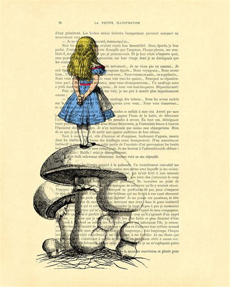 Alice in wonderland standing on giant mushroom Digital Art by Madame ...