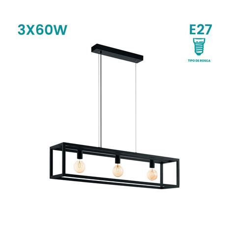 Lámpara Colgante Elswick 3L E27 Eglo Negro Sodimac Perú