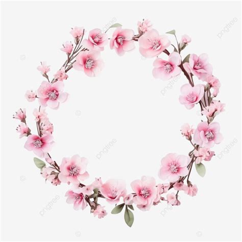 Baby Pink Flower Wreath Pink Flower Wreath Border PNG Transparent