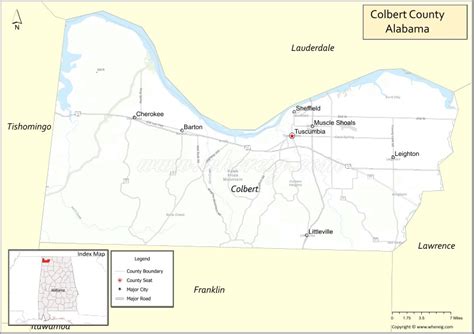 Map Of Colbert County Alabama Showing Cities Highways Important