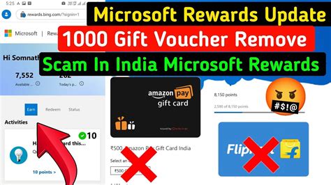 Microsoft Rewards Ban In India Microsoft Rewards New Update ₹1000 Flipkart T Card Removed