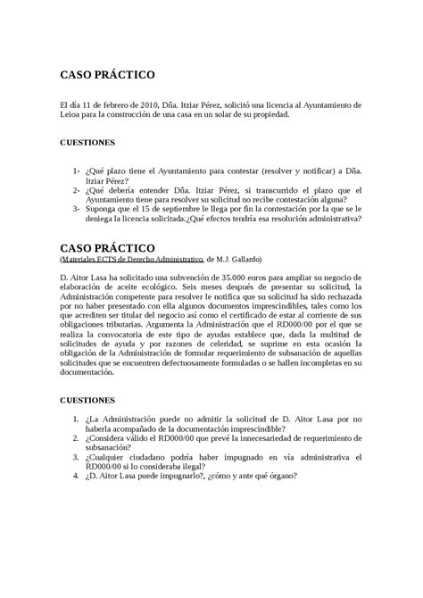 Derecho Administrativo Caso Práctico Apuntes De Derecho