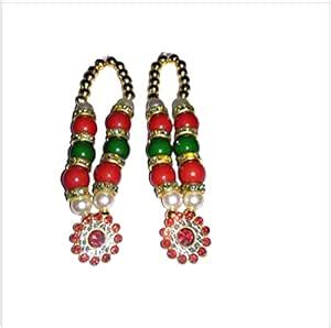 Krishna Creation G Fancy Artificial Pearl Garland Gold Red Green