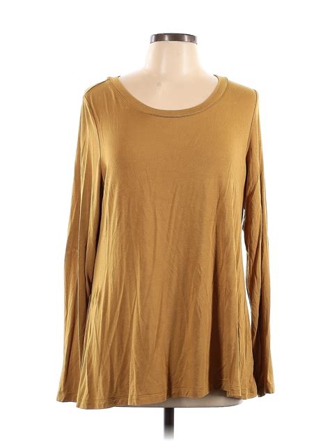 Logo By Lori Goldstein Solid Yellow Gold Long Sleeve T Shirt Size L