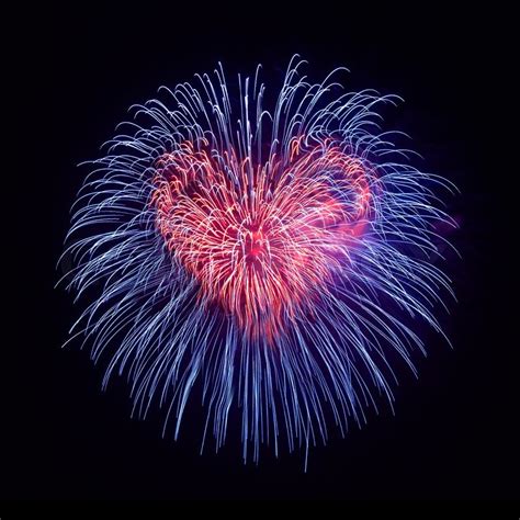 Heart from fireworks on the black sky ... | Stock image | Colourbox