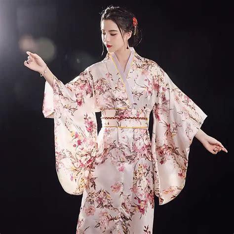 Kimono Yukata tradicional japonés con Obi para mujer vestido de noche