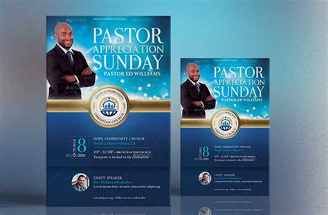 Blue Pastor Appreciation Flyer Poster Template Inspiks Market