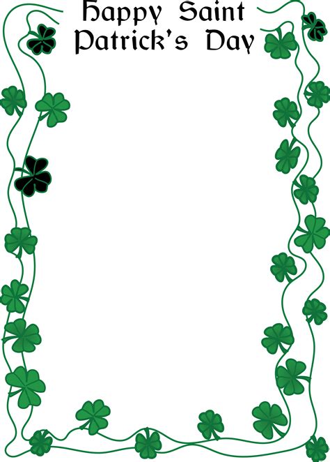 Free Clipart Of A Happy St Patricks Day Greeting and Shamrock Clover Border