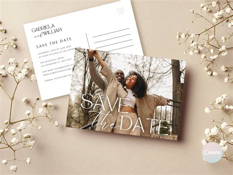 Save The Date Postcard Save The Date Template With Photo Etsy