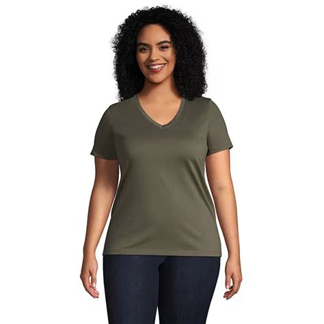 Plus Size Lands End Relaxed Fit Supima Cotton V Neck Tee