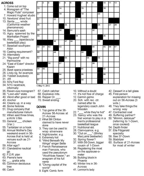 Easy Crossword Puzzles Printable For Seniors