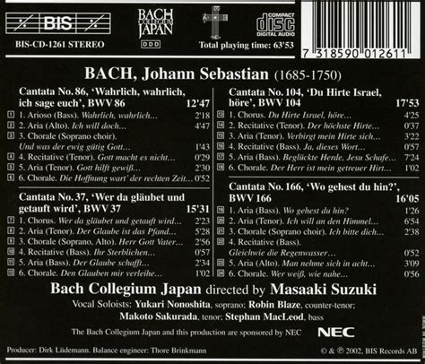 Bach Collegium Japan Cantatas Volume Cd Masaaki Suzuki Muziek