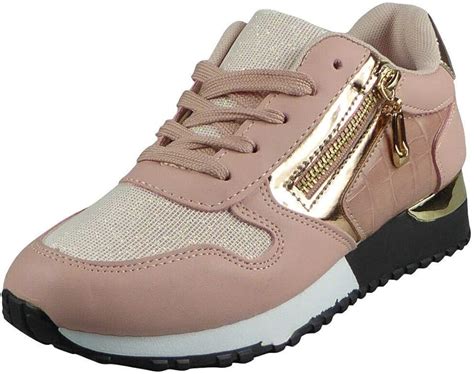 Damen Plateau Sneakers Damen Turnschuhe mit Reißverschluss bequeme