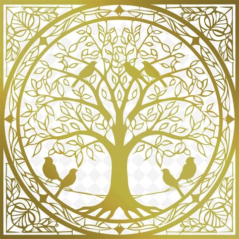 Premium Psd Stained Glass Window Outline With Tree Of Life Design And