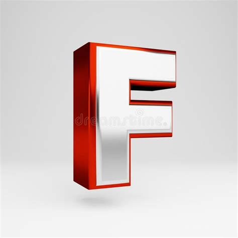 Metal 3d Letter F Uppercase Metallic Red And White Font Isolated On