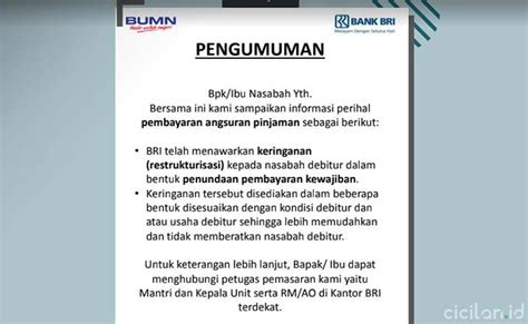 Cara Pengajuan Keringanan Angsuran Bank Bri Cicilan Id