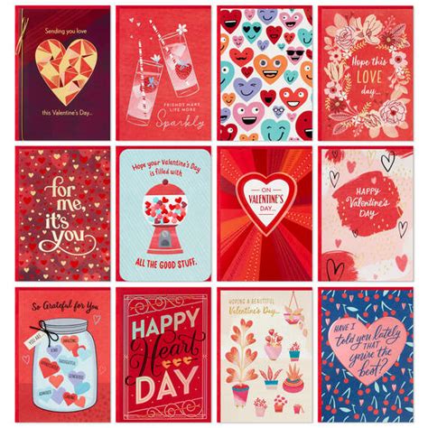 Bold And Bright Assorted Valentines Day Cards Pack Of 12 Boxed