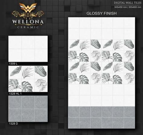 Ceramic Glossy Wellona 1309 L Digital Wall Tiles Size 1x2 Feet