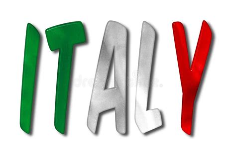 Italy Word With Flag Texture Stock Illustration Illustration Of White