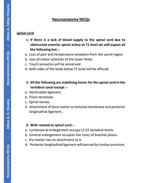 SOLUTION Mcq On Neuroanatomy Studypool