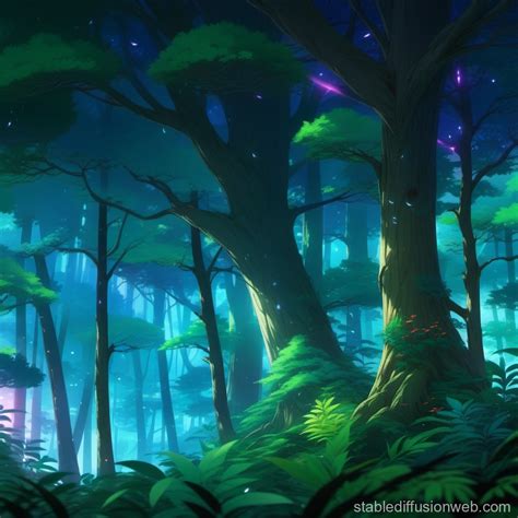 Magical Anime Forest Backdrop | Stable Diffusion Online