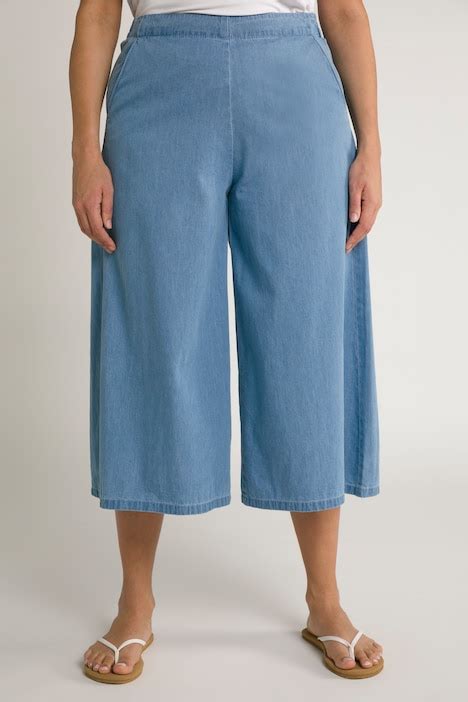 Lightweight Denim Look Cotton Culottes Culottes Pants