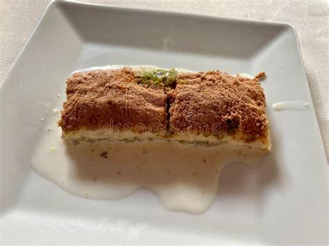 Cold Baklava Traditional Turkish Delight Dessert With Chocolate Cocoa