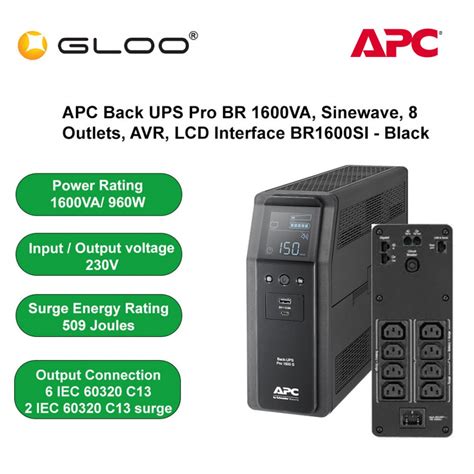 Apc Back Ups Pro Va Sinewave Avr Lcd Interface Br Si Black