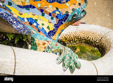 Famous Gaudi Lizard In Park Guell Barcelona Spain Stock Photo Alamy