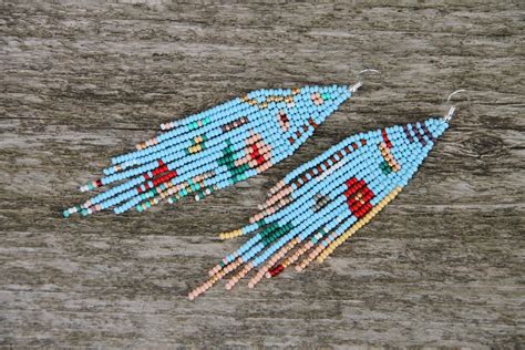 Seed Bead Earrings Native American Inspired Bead Work Etsy Seed