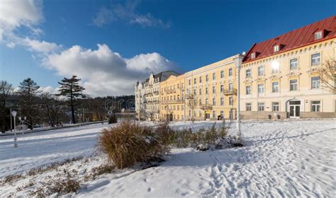 Goethe Square In Winter Marianske Lazne Marienbad Stock Image