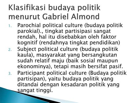 Macam Macam Budaya Politik Menurut Gabriel Almond