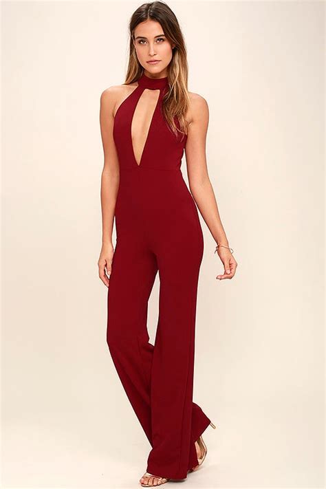 Chic Wine Red Jumpsuit Sleeveless Jumpsuit Cutout Jumpsuit 6200 Lulus