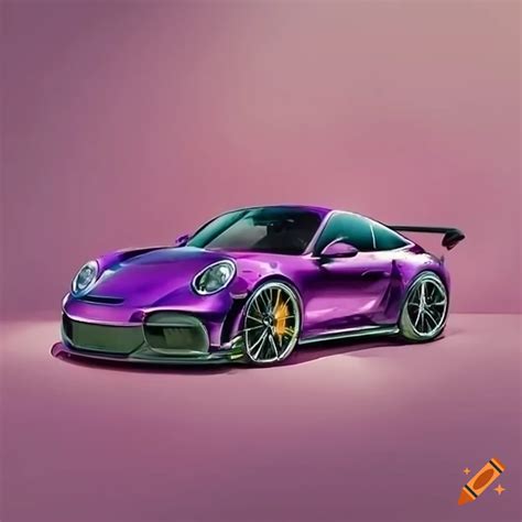 Watercolor Of A Purple Rose Porsche Gt Rs From The Side