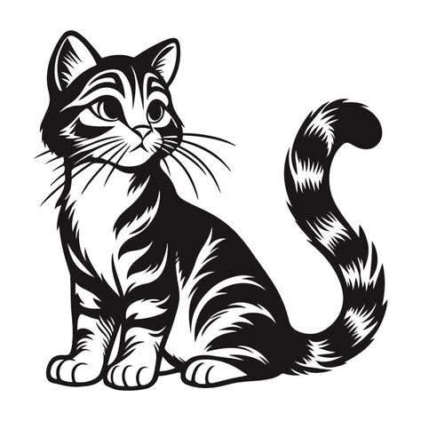 Fichier Vectoriel Svg Noir Et Blanc Chat Tigr Gratuit Pour La D Coupe