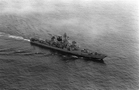 An Aerial Starboard Bow View Of A Soviet Kresta II Class Guided Missile