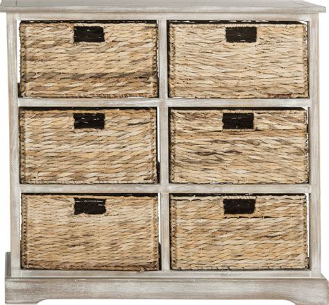 Safavieh Keenan 6 Wicker Basket Storage Chest Vintage White Incredible Rugs And Decor