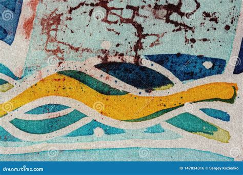 Waves Hot Batik Background Texture Handmade On Silk Abstract