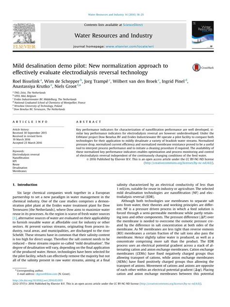 PDF Water Resources And Industry VLIZSchematic Representation Of