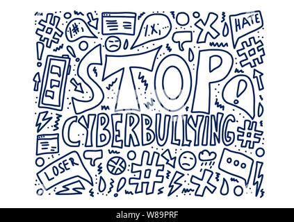 Stop cyberbullying slogan with design elements. Vector stylized text and decoration Stock Vector ...