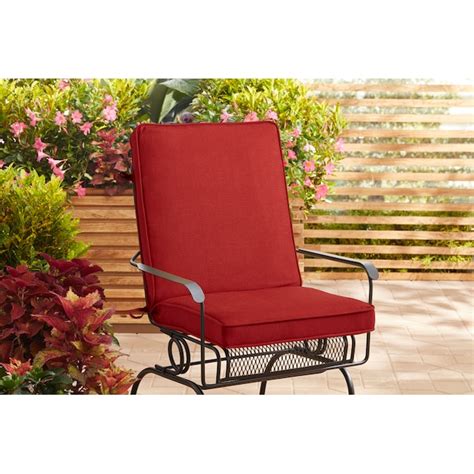 Allen Roth 20 In X 20 In Madera Linen Dark Cherry High Back Patio Chair Cushion In The Patio