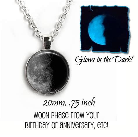 Glow In The Dark Custom Birth Moon Necklace Glowing Moon Etsy