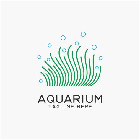 Aquarium Logo Design With Seaweed Lines Stock Vector Illustration Of