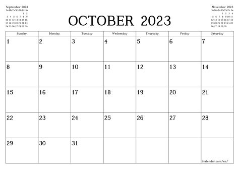 October 2023 Calendar A4 - Get Calender 2023 Update