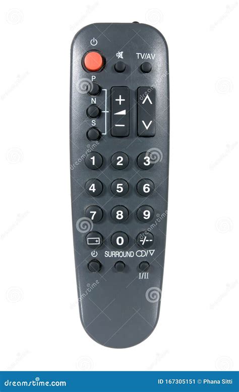 Old Vintage TV Remote Control Isolated on White Background. Black ...